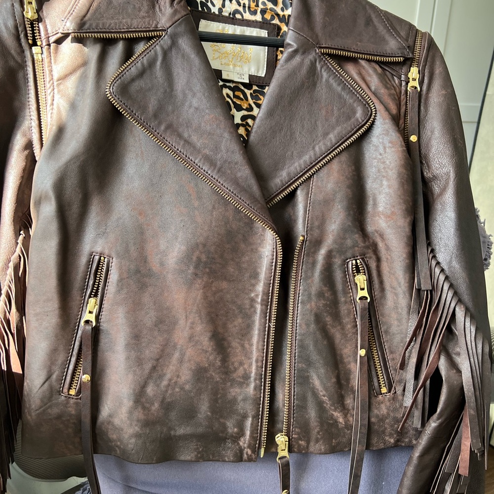 Sara Berman Dark Brown Leather Jacket with Fringe